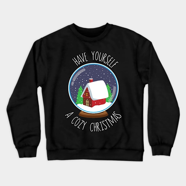 Cozy Cabin Christmas Snowglobe Design Crewneck Sweatshirt by Brobocop